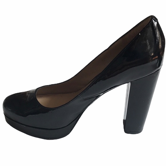 Kenneth Cole Black Chunky Patent Leather Heels - Picture 5 of 8